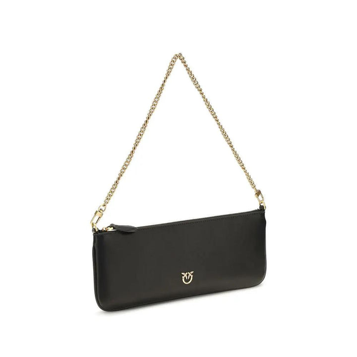 PINKO Black Calf Leather Bos Taurus Shoulder Bag