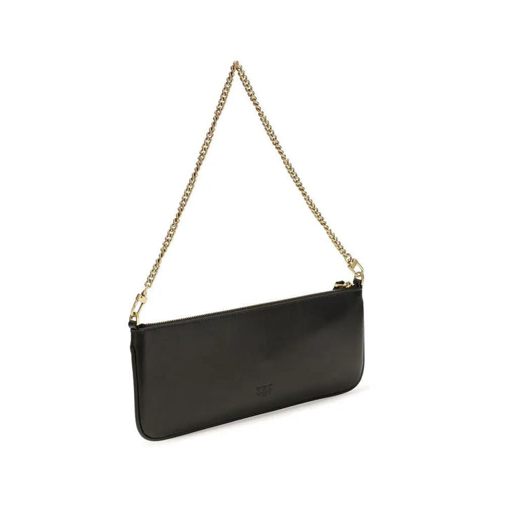 PINKO Black Calf Leather Bos Taurus Shoulder Bag