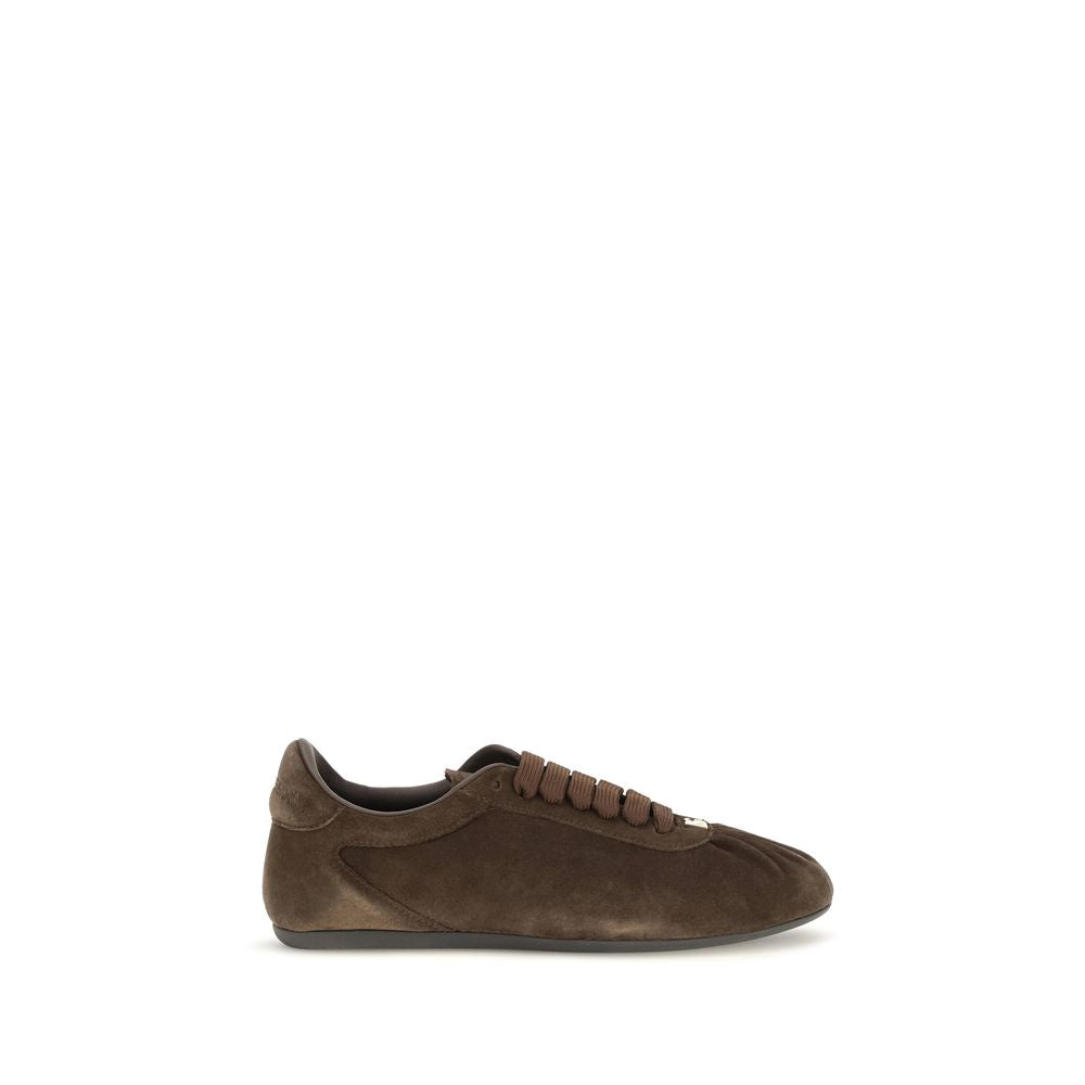 Dolce &amp; Gabbana Brown Suede Leather Low Top Sneakers