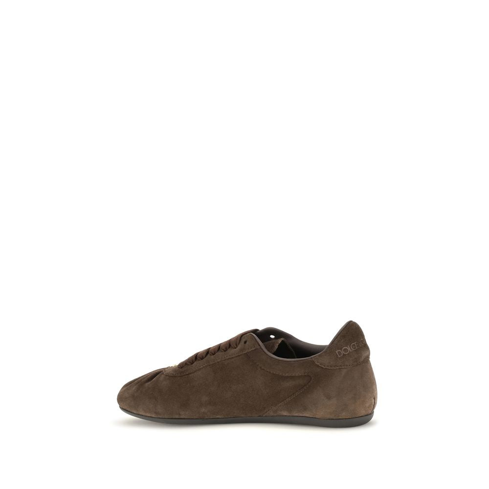 Dolce &amp; Gabbana Brown Suede Leather Low Top Sneakers