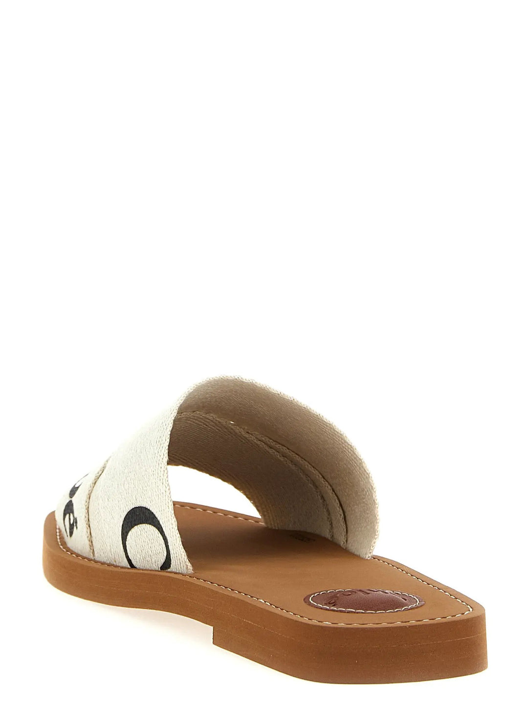 Chloé Sample Sale | Chloé White Linen Flat Sandals - | Designer outlet
