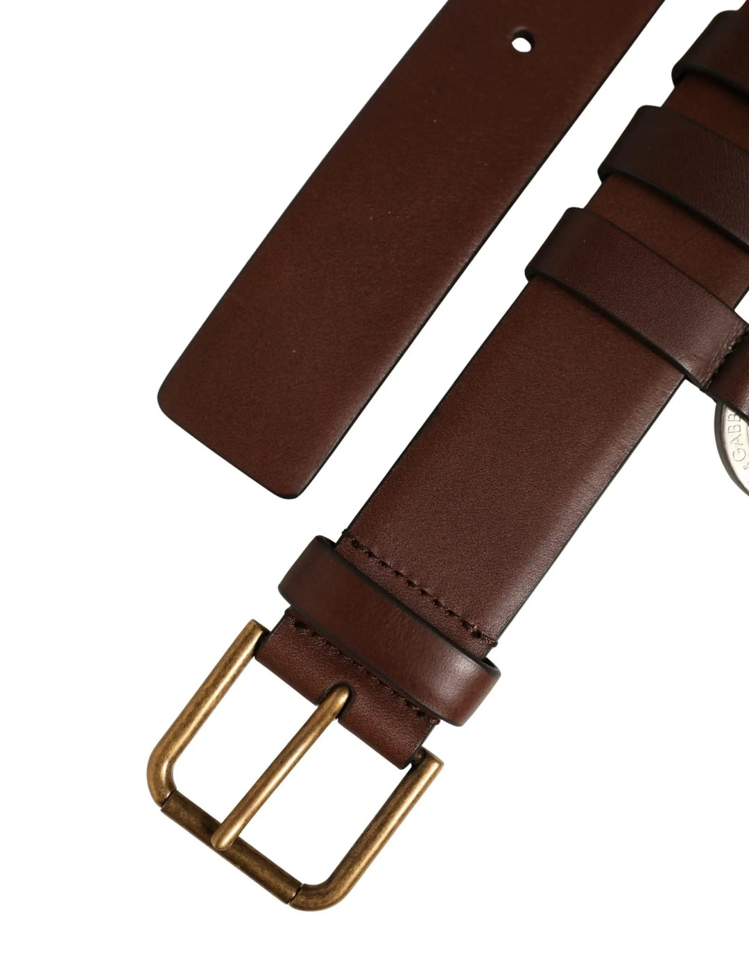 Dolce &amp; Gabbana Men Brown Leather Gold Buckle Carabine Belt