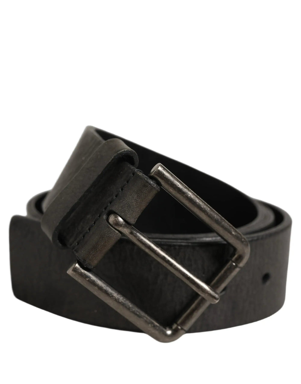 Dolce & Gabbana Sample Sale | Dolce & Gabbana Black Leather Brushed Metal Buckle Men Belt - | Designer outlet