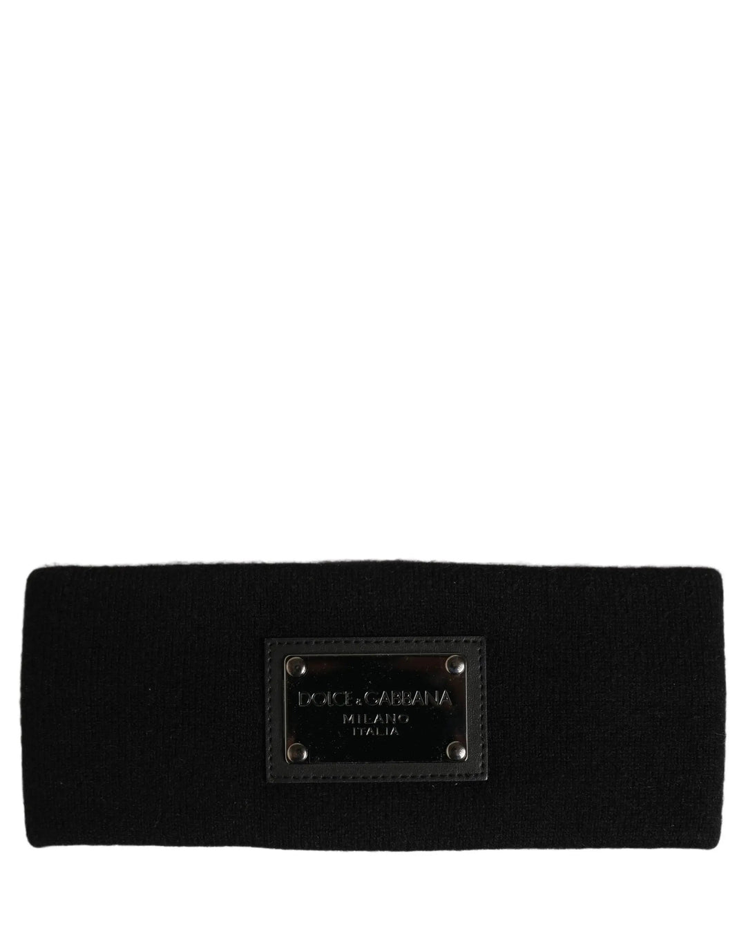 Dolce &amp; Gabbana Men Black Cashmere Logo Plaque Head Band One Size Hat
