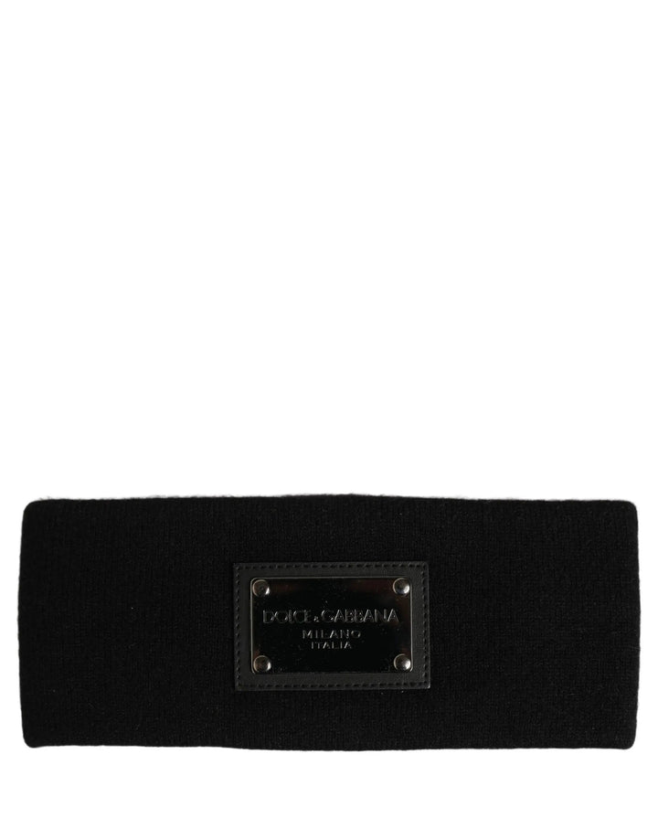 Dolce &amp; Gabbana Men Black Cashmere Logo Plaque Head Band One Size Hat