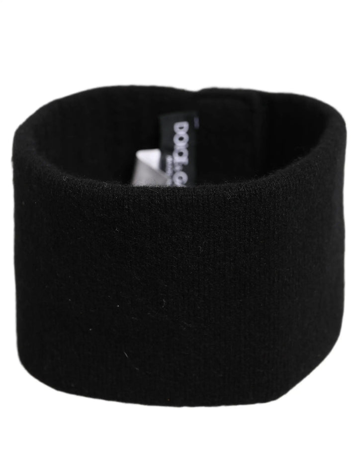 Dolce &amp; Gabbana Men Black Cashmere Knitted Logo Head Band One Size