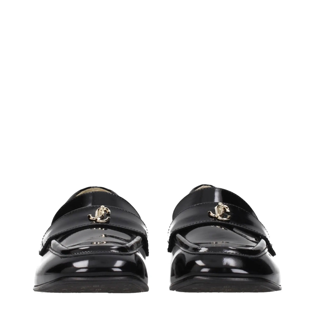 Jimmy Choo Black Leather Slip-On Loafers