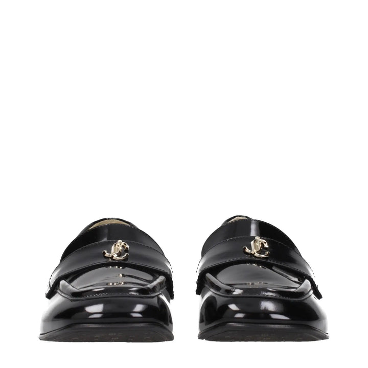 Jimmy Choo Black Leather Slip-On Loafers