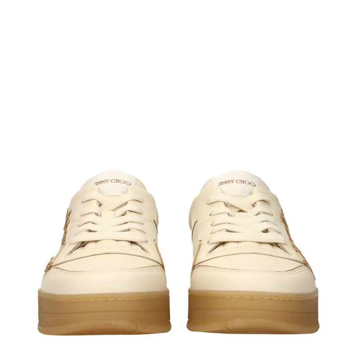 Jimmy Choo Beige Leather Low Top Sneakers