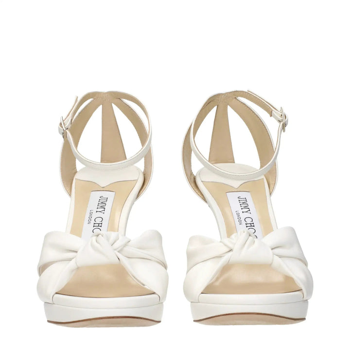 Jimmy Choo White Leather Platform Sandals