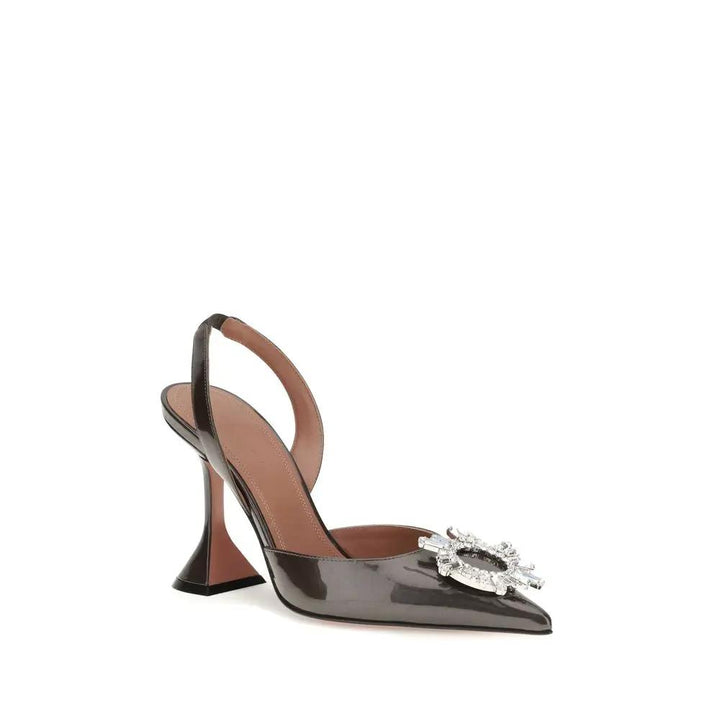 Amina Muaddi Brown Calf Leather High Heel Pumps