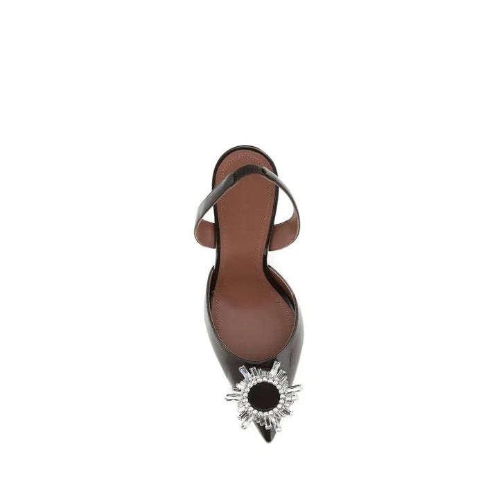 Amina Muaddi Brown Calf Leather High Heel Pumps