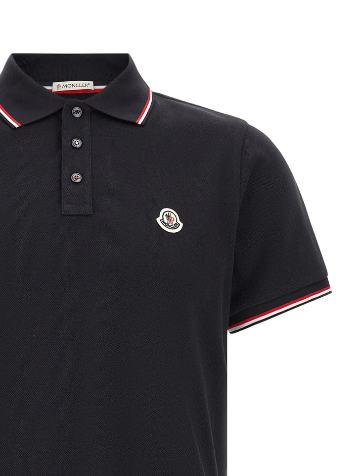 Moncler Sample Sale | Moncler Blue Cotton Polo Shirt - | Designer outlet