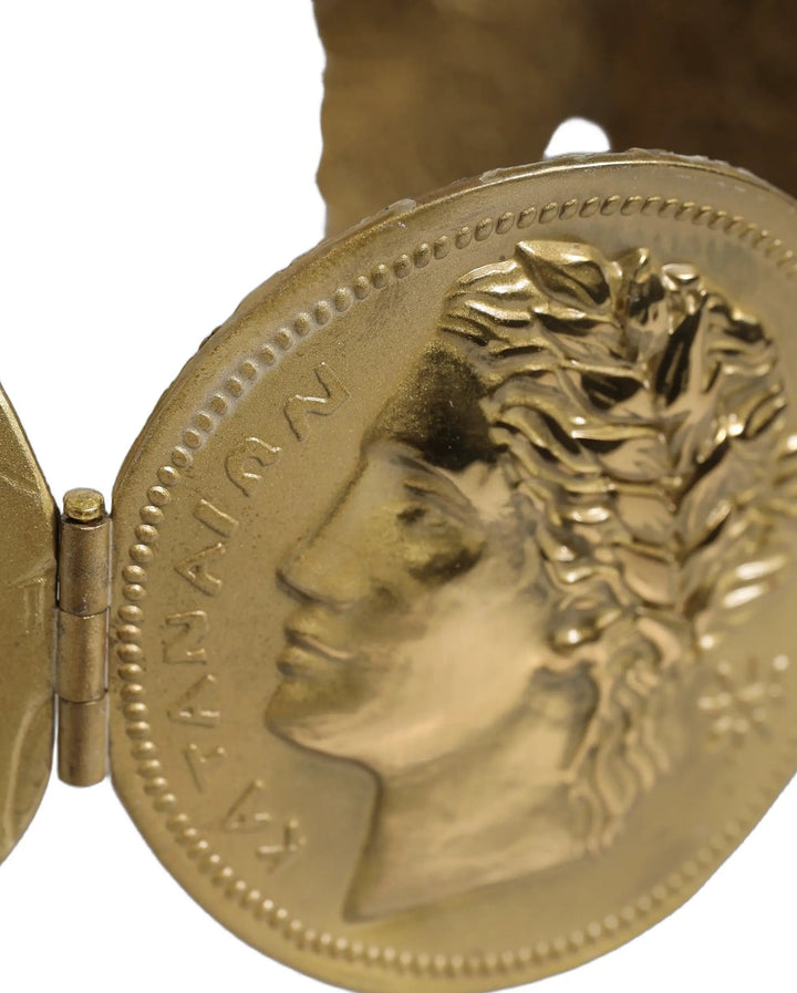 Dolce &amp; Gabbana Gold Tone Brass Coin Metal Waist Cintura Belt