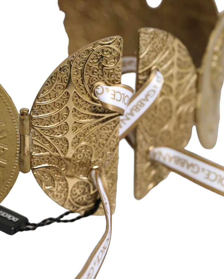 Dolce &amp; Gabbana Gold Tone Brass Coin Metal Waist Cintura Belt