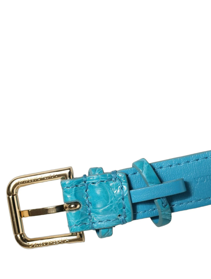 Dolce &amp; Gabbana Sample Sale | Dolce &amp; Gabbana Turquoise Texture Leather Gold Buckle Belt Strap Bracelet - | Designer outlet
