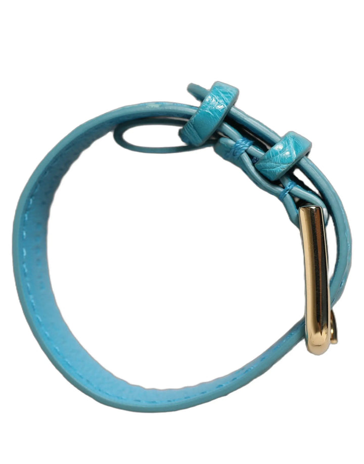 Dolce &amp; Gabbana Sample Sale | Dolce &amp; Gabbana Turquoise Texture Leather Gold Buckle Belt Strap Bracelet - | Designer outlet