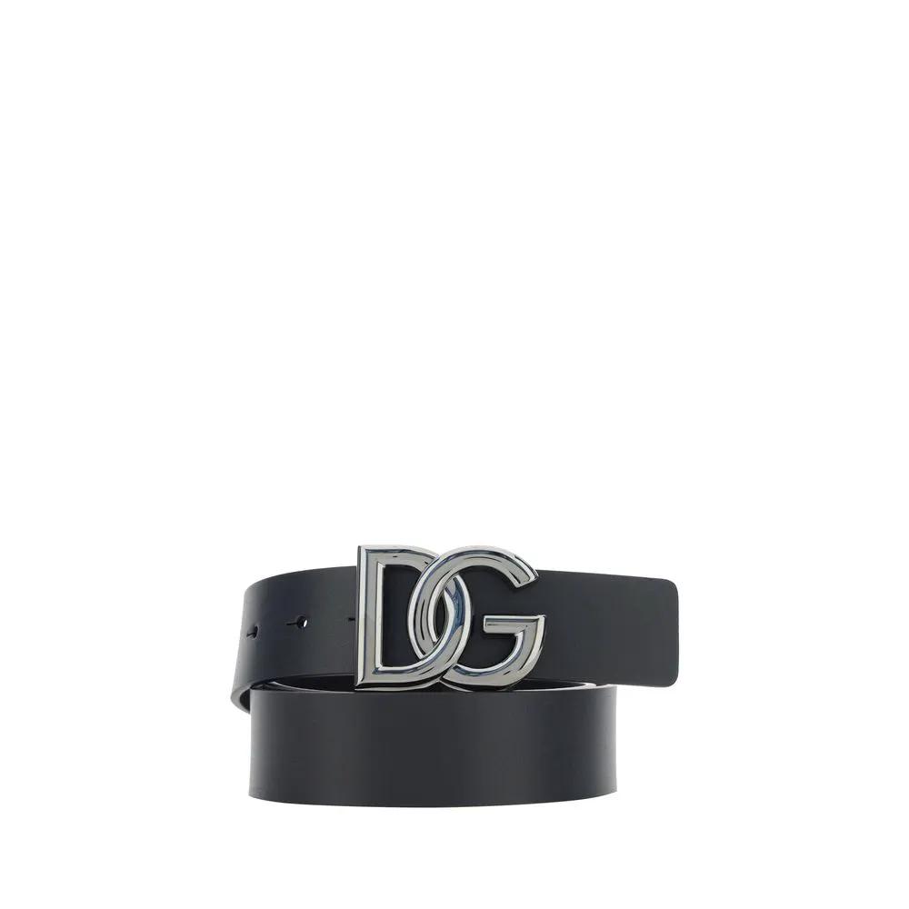 Dolce &amp; Gabbana Black Calf Leather Bos Taurus Regular Belt