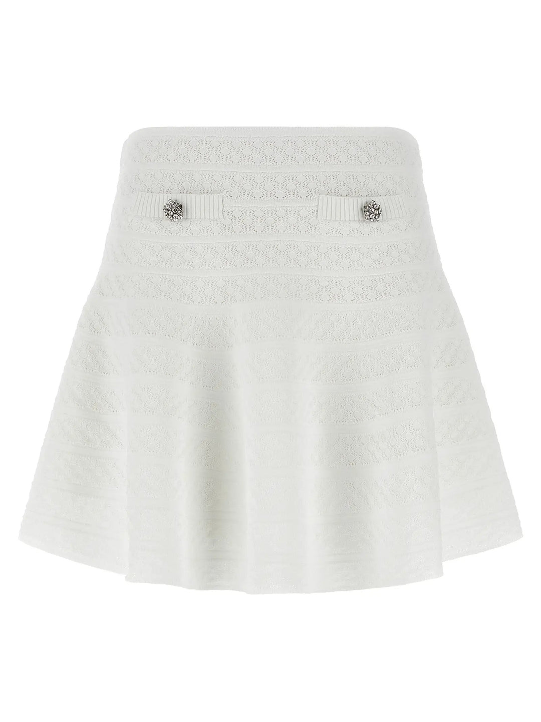 Self-Portrait White Viscose Long Skirt