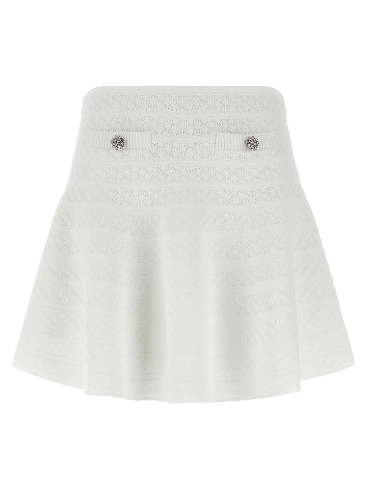 Self-Portrait White Viscose Long Skirt