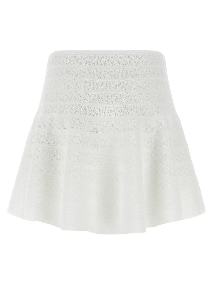 Self-Portrait White Viscose Long Skirt