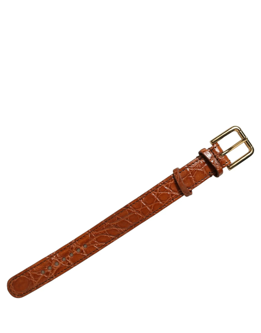 Dolce &amp; Gabbana Sample Sale | Dolce &amp; Gabbana Brown Textured Leather Gold Buckle Belt Strap Bracelet - | Designer outlet