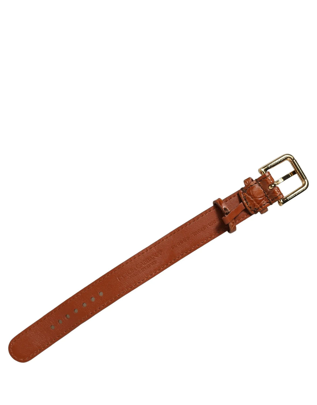 Dolce &amp; Gabbana Sample Sale | Dolce &amp; Gabbana Brown Textured Leather Gold Buckle Belt Strap Bracelet - | Designer outlet