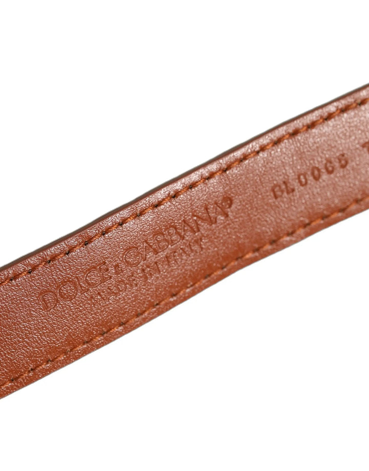 Dolce &amp; Gabbana Sample Sale | Dolce &amp; Gabbana Brown Textured Leather Gold Buckle Belt Strap Bracelet - | Designer outlet