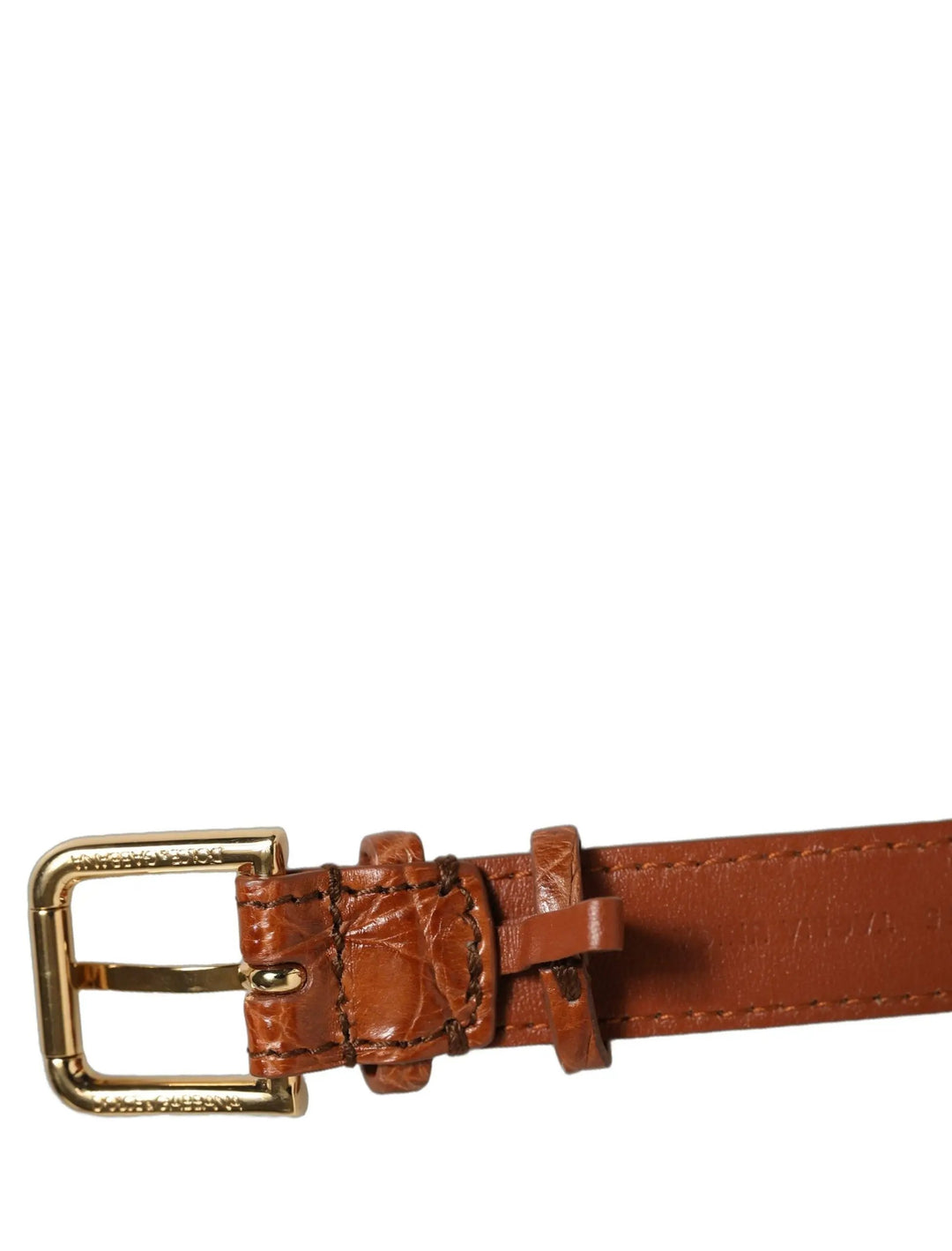 Dolce &amp; Gabbana Sample Sale | Dolce &amp; Gabbana Brown Textured Leather Gold Buckle Belt Strap Bracelet - | Designer outlet