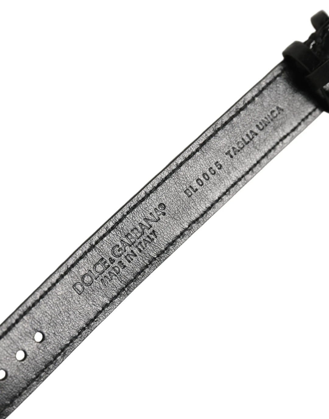 Dolce &amp; Gabbana Sample Sale | Dolce &amp; Gabbana Black Textured Leather Gold Buckle Belt Strap Bracelet - | Designer outlet