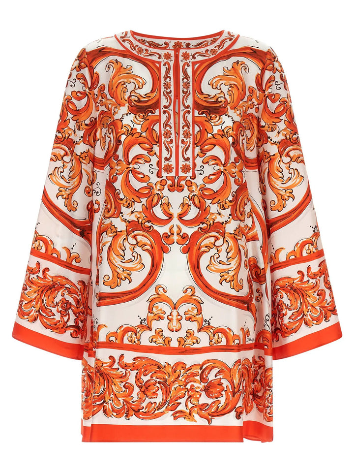 Dolce &amp; Gabbana Sample Sale | Dolce &amp; Gabbana Orange Silk Short Dress - | Designer outlet
