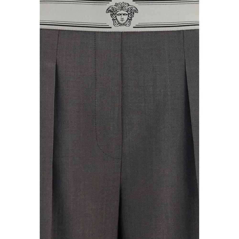 Versace Gray Wool Oves Aries Pants