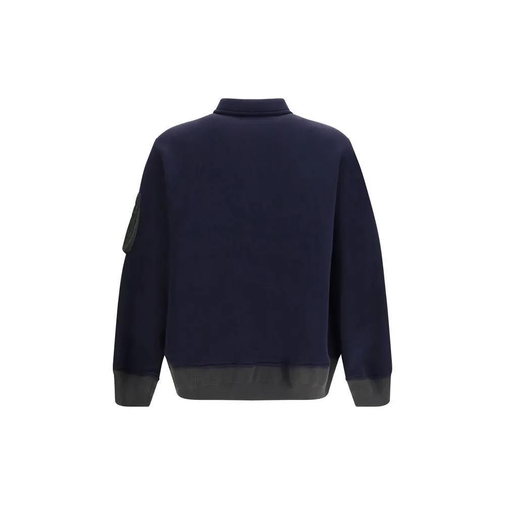 Sacai Blue Cotton Polo Shirt