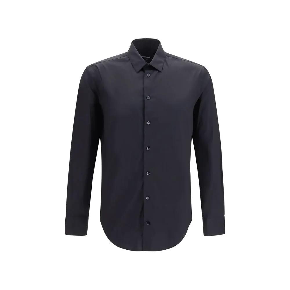 Giorgio Armani Black Cotton Dress Shirt
