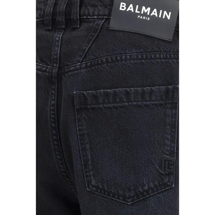 Balmain Black Cotton Straight-Leg Jeans