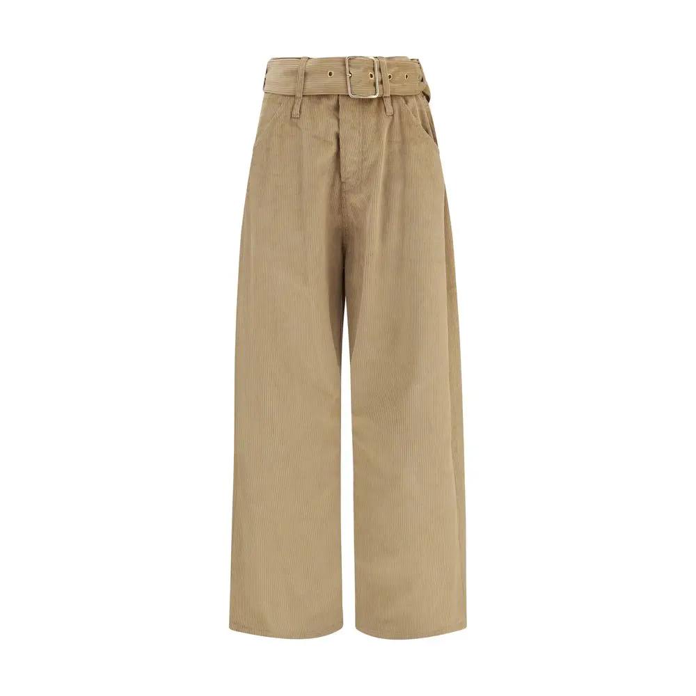Darkpark Beige Cotton Casual Pants