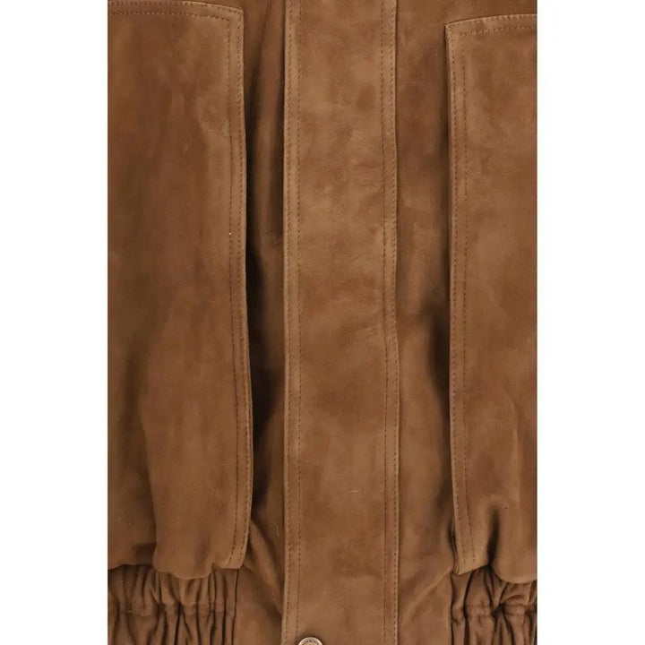 Magda Butrym Brown Suede Leather Bomber