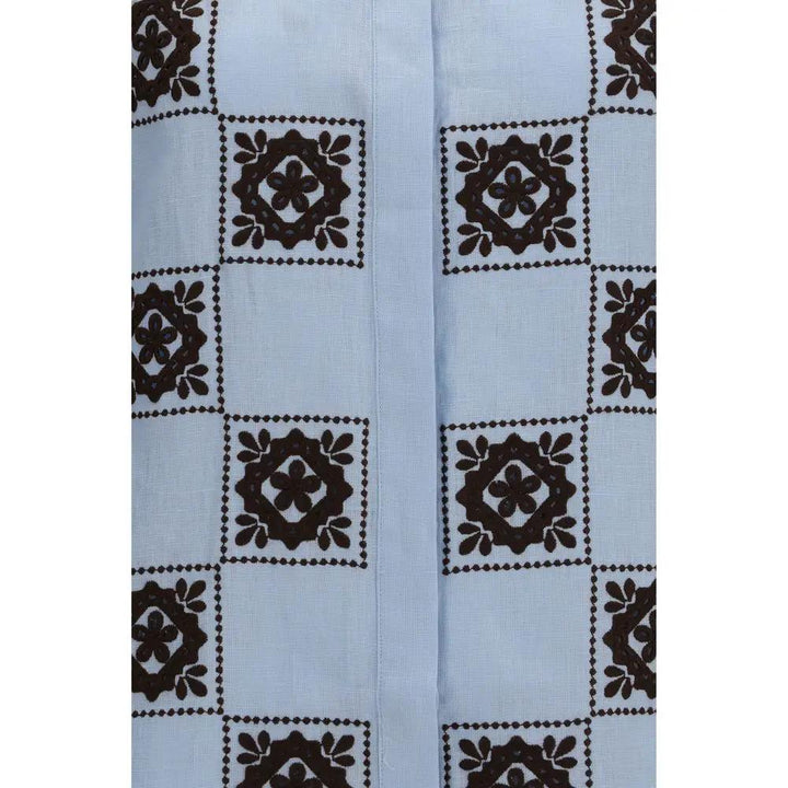 Alemais Blue Linen Pattern Shirt