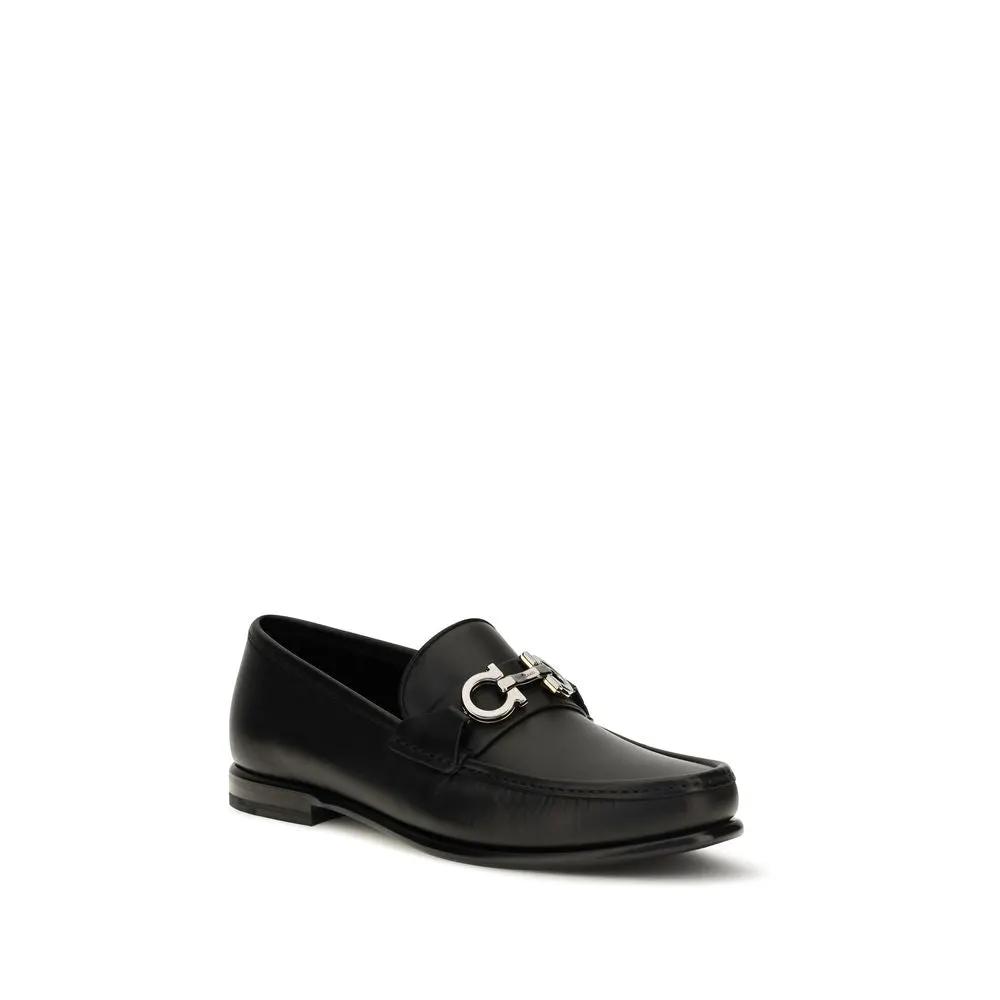 Ferragamo Sample Sale | Ferragamo Black Calf Leather Bos Taurus Slip-On Loafers - | Designer outlet