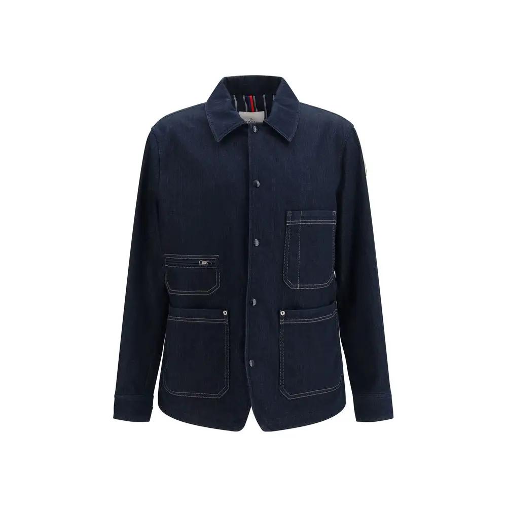 Moncler Sample Sale | Moncler Blue Cotton Denim Jacket - | Designer outlet