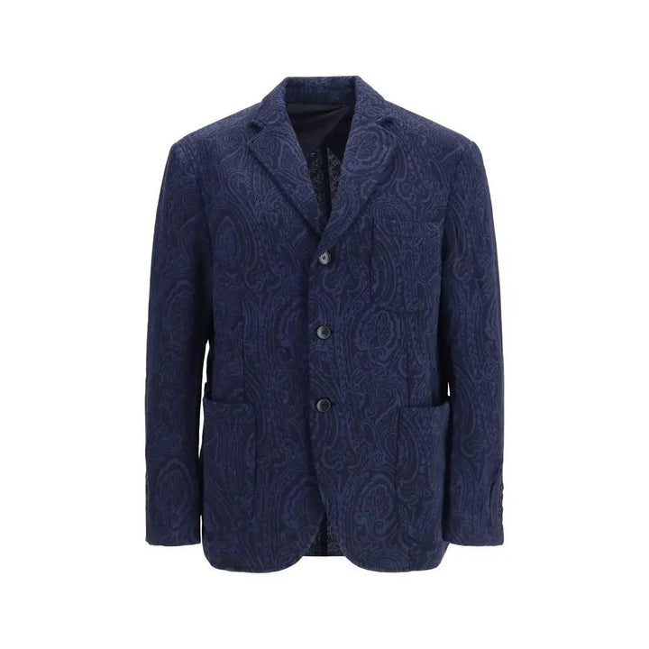 Etro Sample Sale | Etro Blue Wool Oves Aries Jacket - | Designer outlet