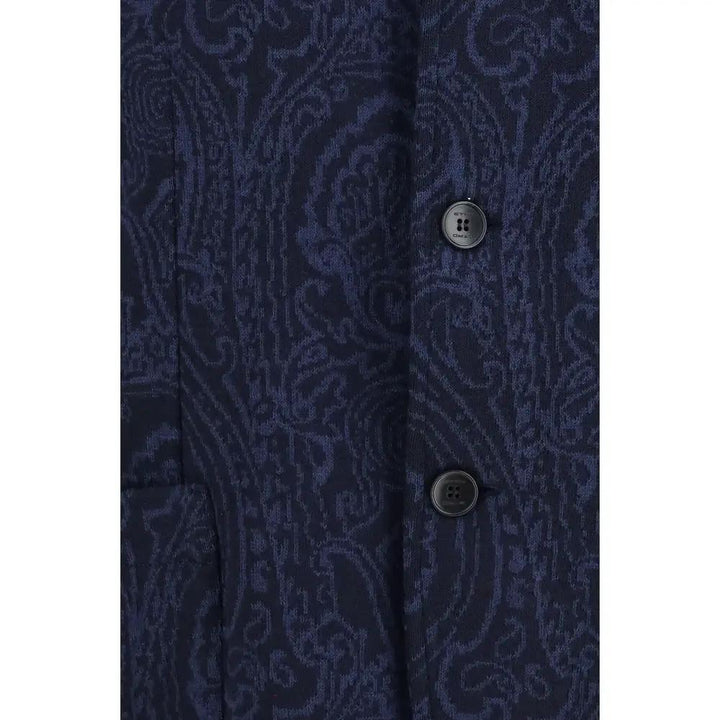 Etro Sample Sale | Etro Blue Wool Oves Aries Jacket - | Designer outlet
