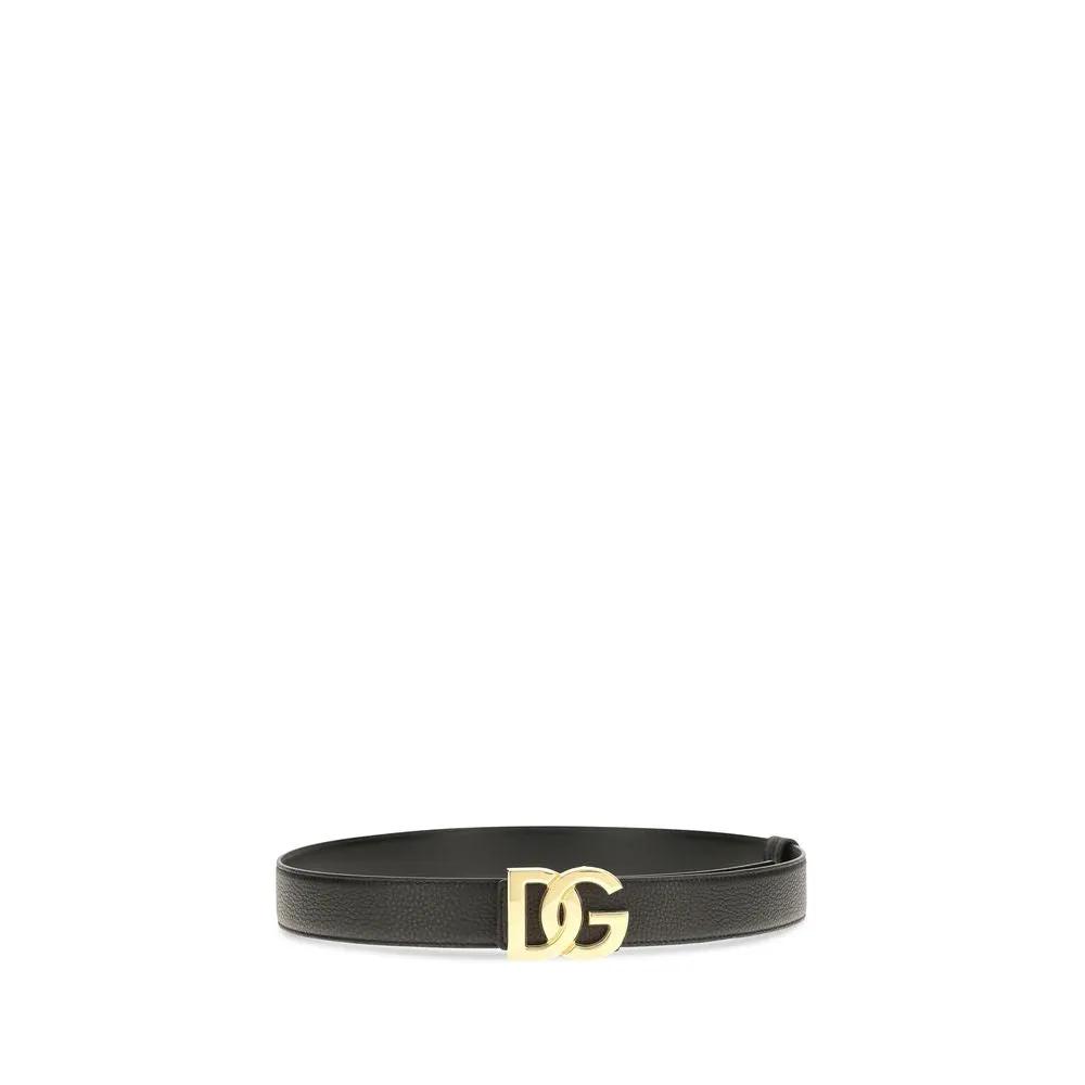 Dolce & Gabbana Sample Sale | Dolce & Gabbana Black Calf Leather Bos Taurus Regular Belt - | Designer outlet