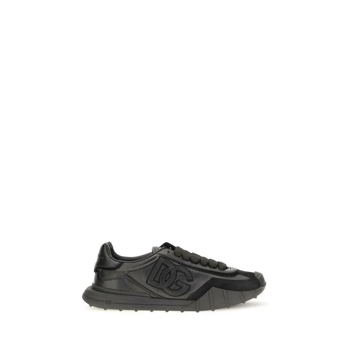Dolce &amp; Gabbana Black Calf Leather Bos Taurus Athletic Sneakers