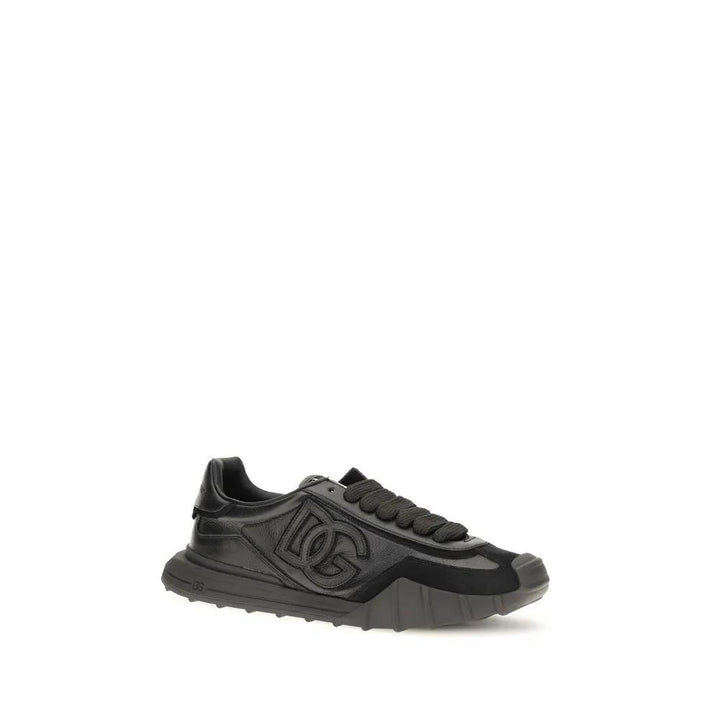 Dolce &amp; Gabbana Black Calf Leather Bos Taurus Athletic Sneakers