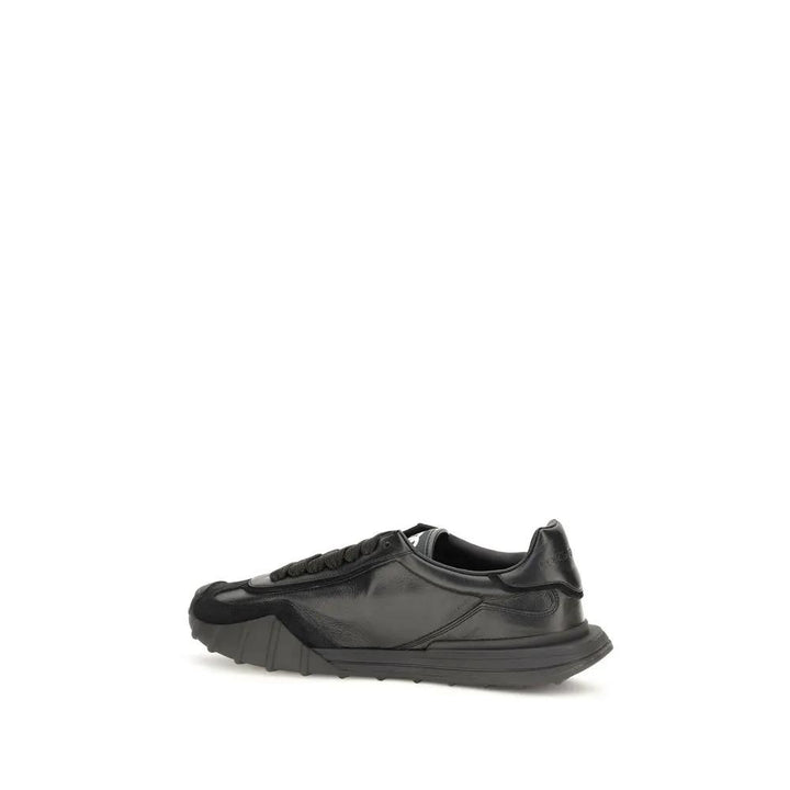 Dolce &amp; Gabbana Black Calf Leather Bos Taurus Athletic Sneakers