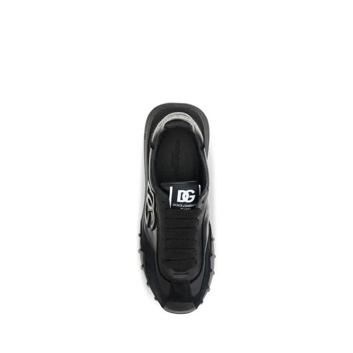 Dolce &amp; Gabbana Black Calf Leather Bos Taurus Athletic Sneakers