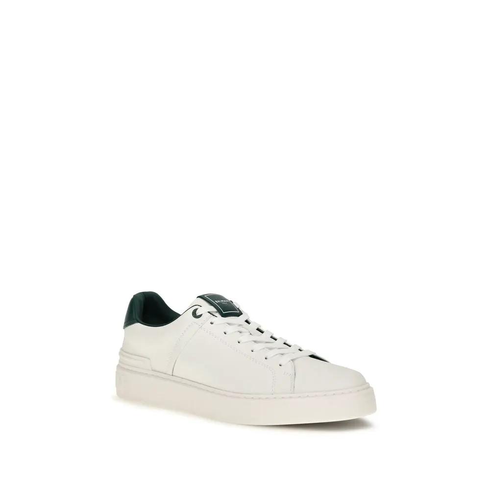 Balmain Sample Sale | Balmain White Calf Leather Bos Taurus Sneakers - | Designer outlet