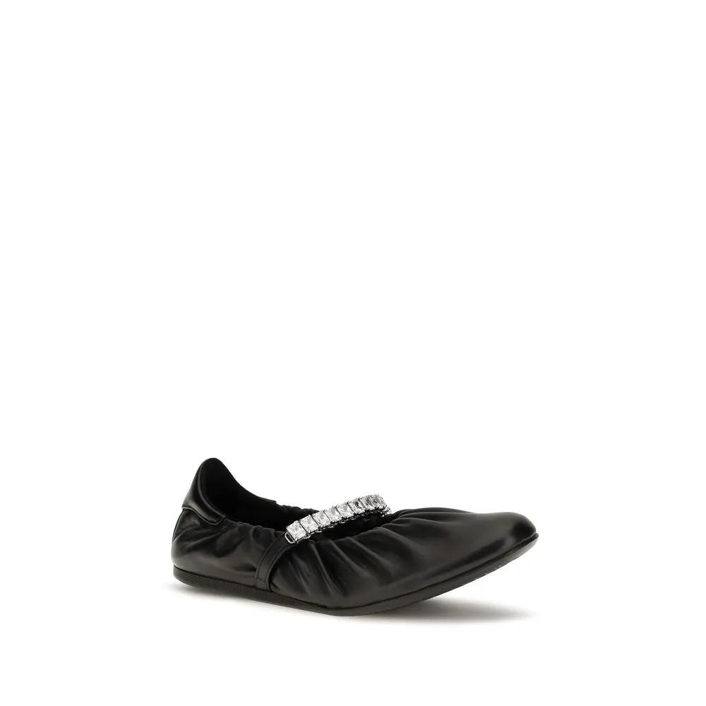 Jimmy Choo Sample Sale | Jimmy Choo Black Calf Leather Bos Taurus Ballet Flats - | Designer outlet