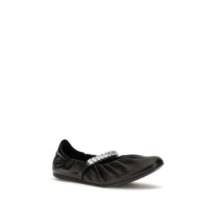 Jimmy Choo Black Calf Leather Bos Taurus Ballet Flats